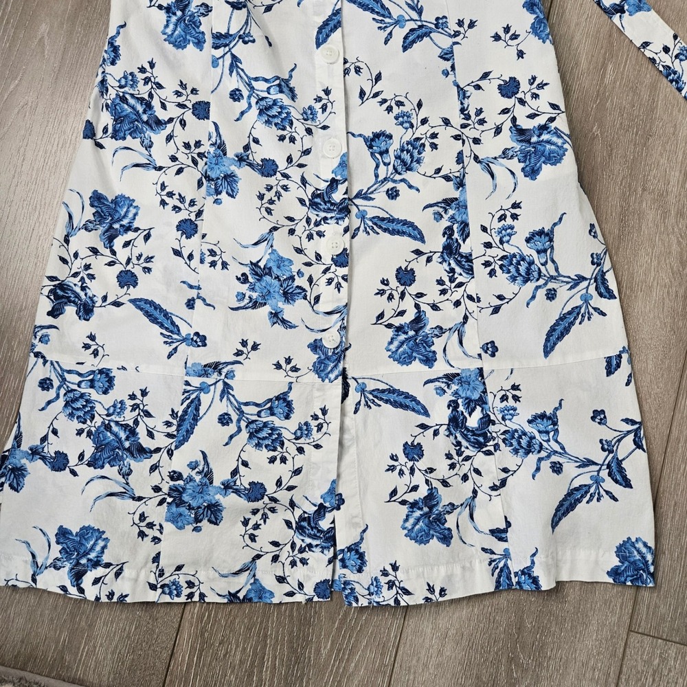 VTG Liz Claiborne Size L Shirt Dress Blue/White Tie Belt Floral Cotton Classic - Picture 5 of 11